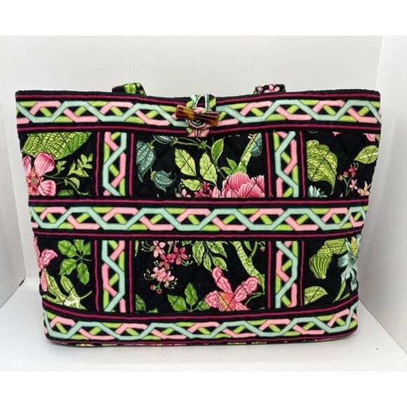 Vera Bradley Botanica Shoulder Bag Tote Double Strap Toggle Close 2 Int Pockets - Picture 1 of 9